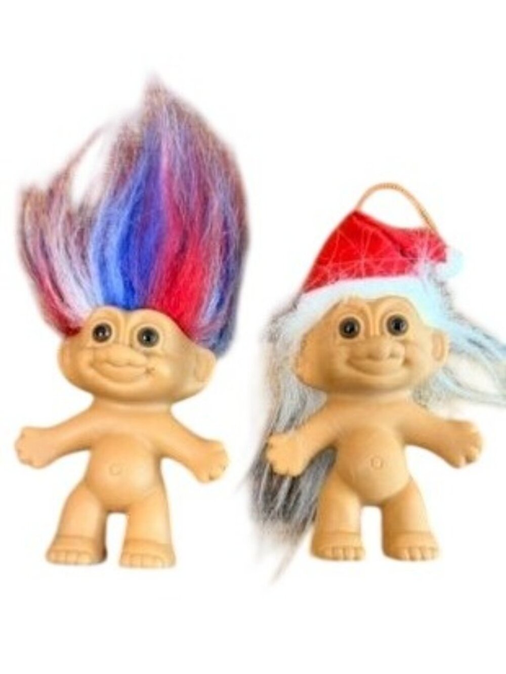 Vintage Russ Berrie Troll Dolls Lot of 2 Patriotic & Christmas Santa